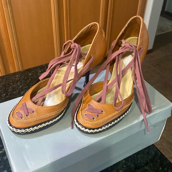 ❤️ SALE ✅ COLIN STUART HEELS leather shoes long lace in pristine condition. - Picture 2 of 9